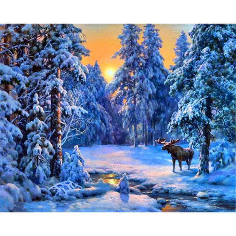 

YIBRIGHT Winter-Scenery-Diamond-Embroidery-Cross-Stitch-DIY-5D-Diamond-Mosaic-Wall-Decor-Diamond-Painting-Landscape-Needlework