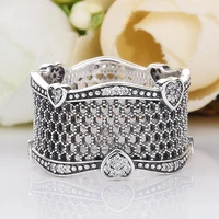 hot original lace of love rings with crystal for women 925 sterling silver ring wedding party gift fine jewelry