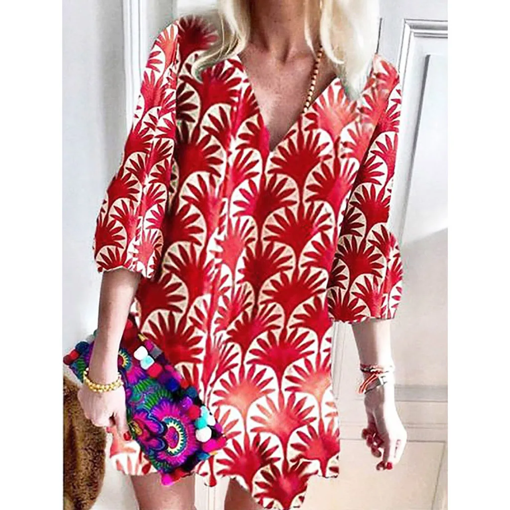 Летнее женское цветочное Хлопковое платье в стиле бохо новинка 2019 весна-осень