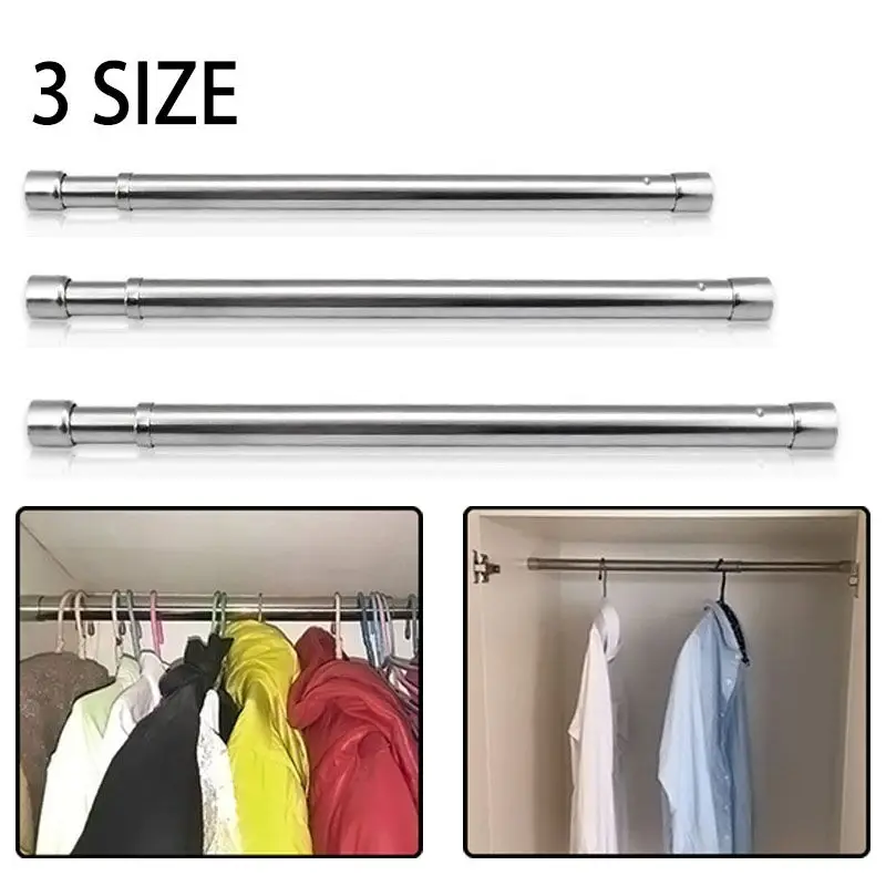 Регулируемый Нержавеющая сталь напряжения шкаф висит стержень Шторы рельс |