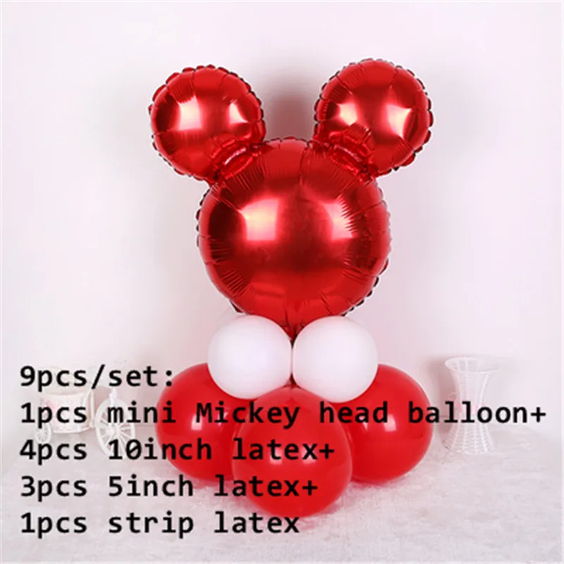 9pcs set 5 Минни Микки Маус голова фольги вертикальные шары гелий мультфильм Микки шары День рождения украшения детский душ - Цвет: 9pcs set 5