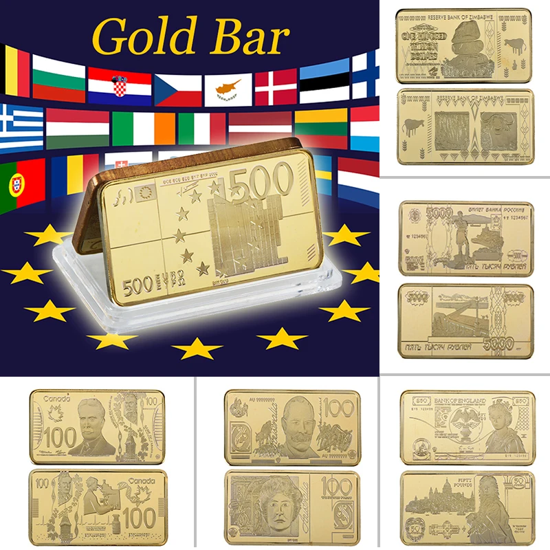 500 золотая банкнота евро металлические стержни праздничные подарки роскошные