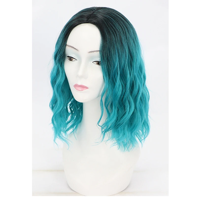 

Ombre Short Wavy Bob Wigs for Black Women Natural Shoulder Length Wave Wig Orange Synthetic African American Cosplay Hair Wig