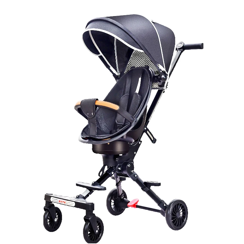 The New High-view Baby Stroller Ultra-light Folding 360° Two-way Rotating Bionic Eggshell Cockpit Leather Baby Umbrella Stroller