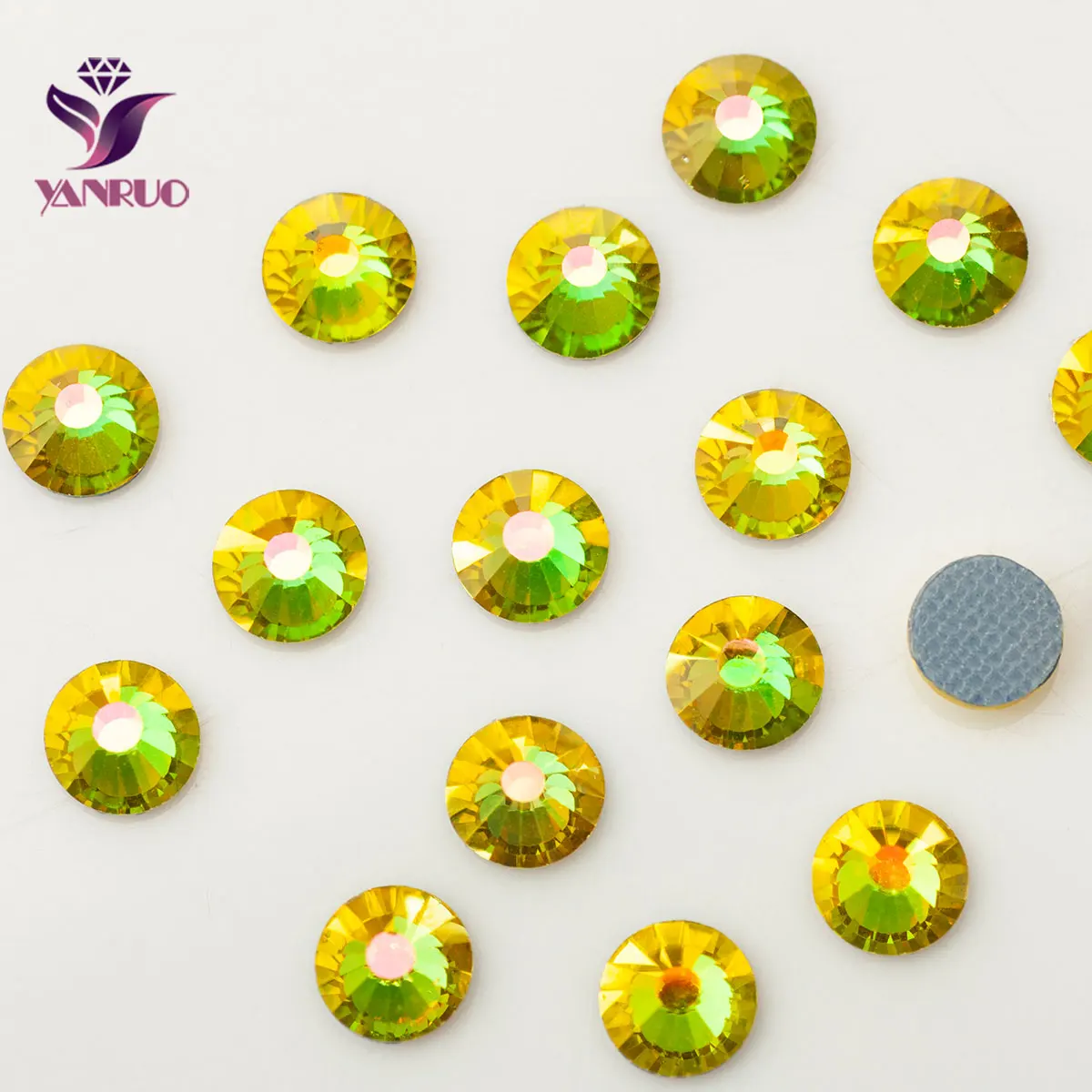 YANRUO 2058HF Citrine AB Glass Hotfix Strass Rhinestones Patches Hot-Fix Crystal Transfer Iron on Fabric |