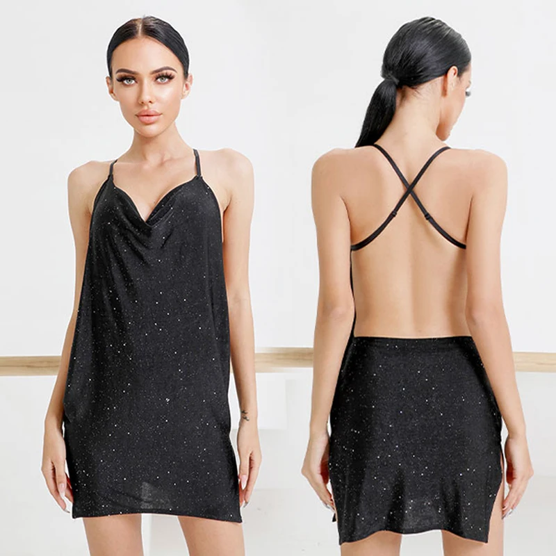 Женское платье с открытой спиной для латиноамериканских танцев Танго сальсы ча