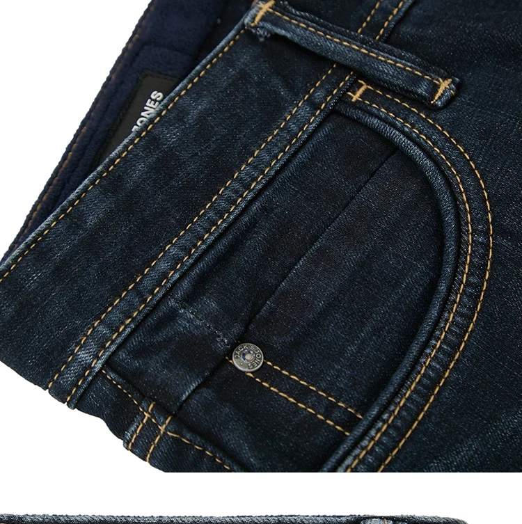 JackJones мужские зимние хлопковые Стрейчевые джинсы, теплые джинсовые штаны, мужская одежда 219332587