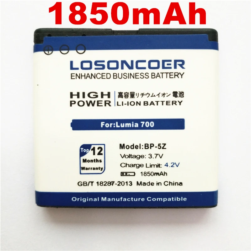 100% Оригинальный LOSONCOER 1850 мАч BP 5Z Высококачественный аккумулятор для Nokia Lumia 700 Zeta