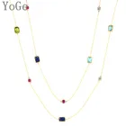 YoGe Роскошный Многоцветный хрустальные камни ожерелье, женские красочные Длинный свитер цепи свадебные и вечерние ювелирные изделия, P1179Y