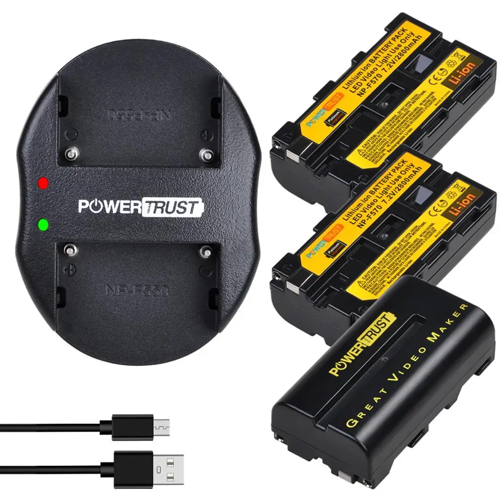 NP-F550 NP-F570 NPF550 F570 аккумулятор + USB двойное зарядное устройство для Светодиодный ongnuo