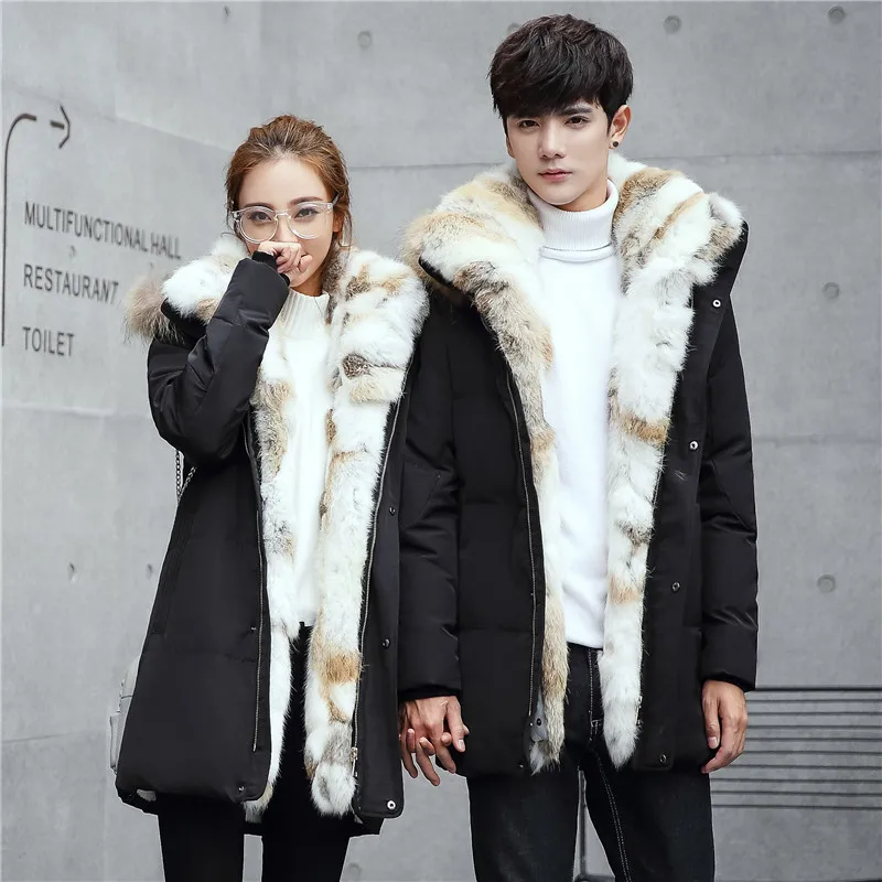 2020 Winter Men and Women High Quality Cotton Hooded Jackets Men's Fashion Rabbit's hair Jacket Casual Thicken Parkas Coat Men
