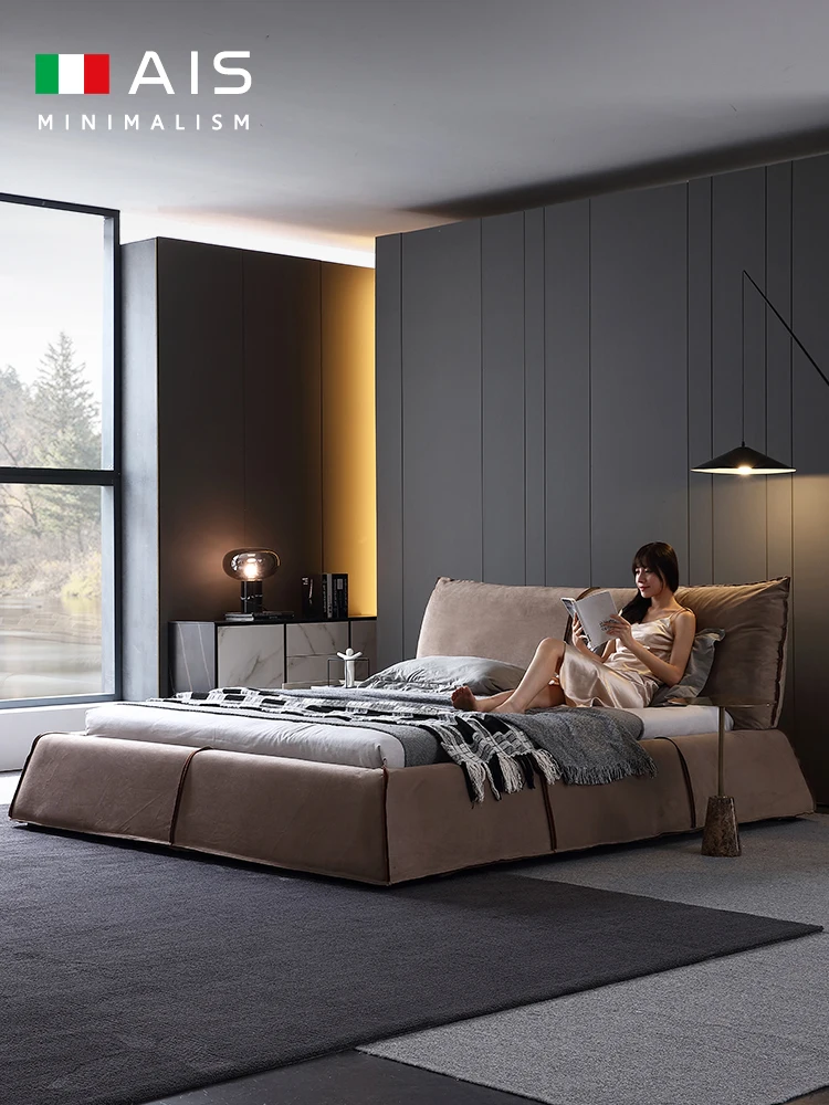 

Nordic ins master bedroom disposable technology cloth bed 2m/2.2m soft bag modern light luxury princess minimalist bed