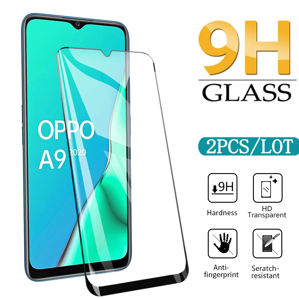 2 шт. закаленное стекло для защиты экрана OPPO A9 A5 A53 A53S A31 2020 Защитное A92 A73 A72 A52