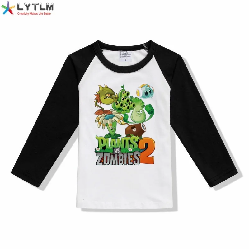 CX Raglan Black LYTLM Растения против Зомби футболка детские футболки Одежда для мальчиков PVZ с рисунком игры Детская одежда топы с длинными рукавами для маленьких девочек - Цвет: CX Raglan Black