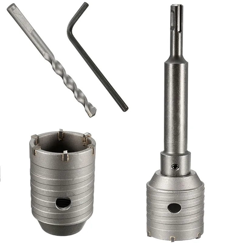 

1 Set 50Mm Sds Plus Shank Concrete Cement Stone Wall Hole Saw Drill Bit With 200Mm Connecting Rod Wrench
