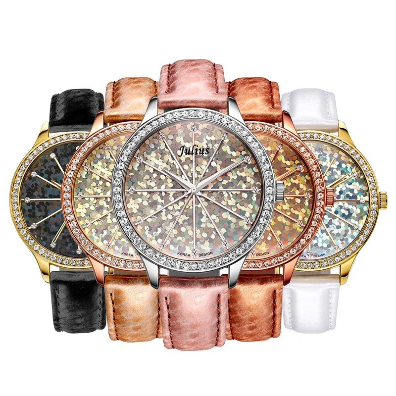 Бесплатные запасные стальной ремешок Bling Julius Леди женские часы большой моды