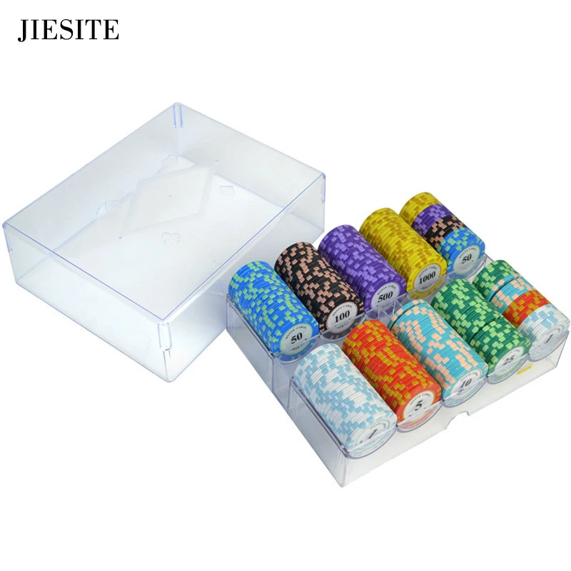 100/200 шт. глиняные покерные чипы наборы чипов + коробка для чипа из акрила 14 г