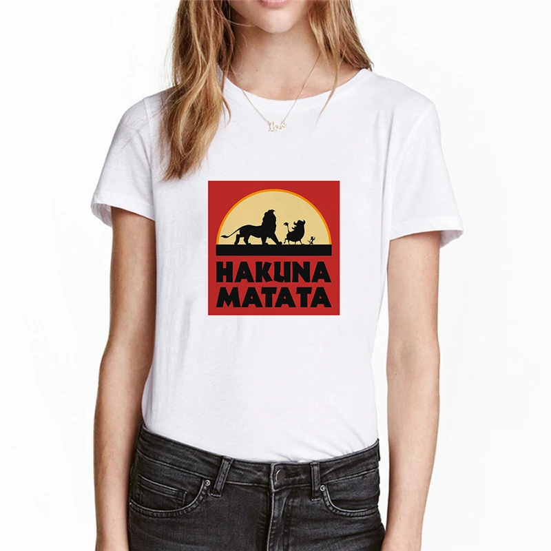 Showtly Hakuna Matata Women Harajuku Ullzang the lion king T-shirt Femme Homme Summer Tshirt Fashion Top Tee Female T Shirt