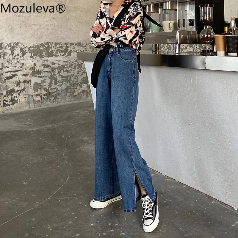 Mozuleva 2020 Srpring модные женские джинсы с высокой талией прямые для женщин длинные