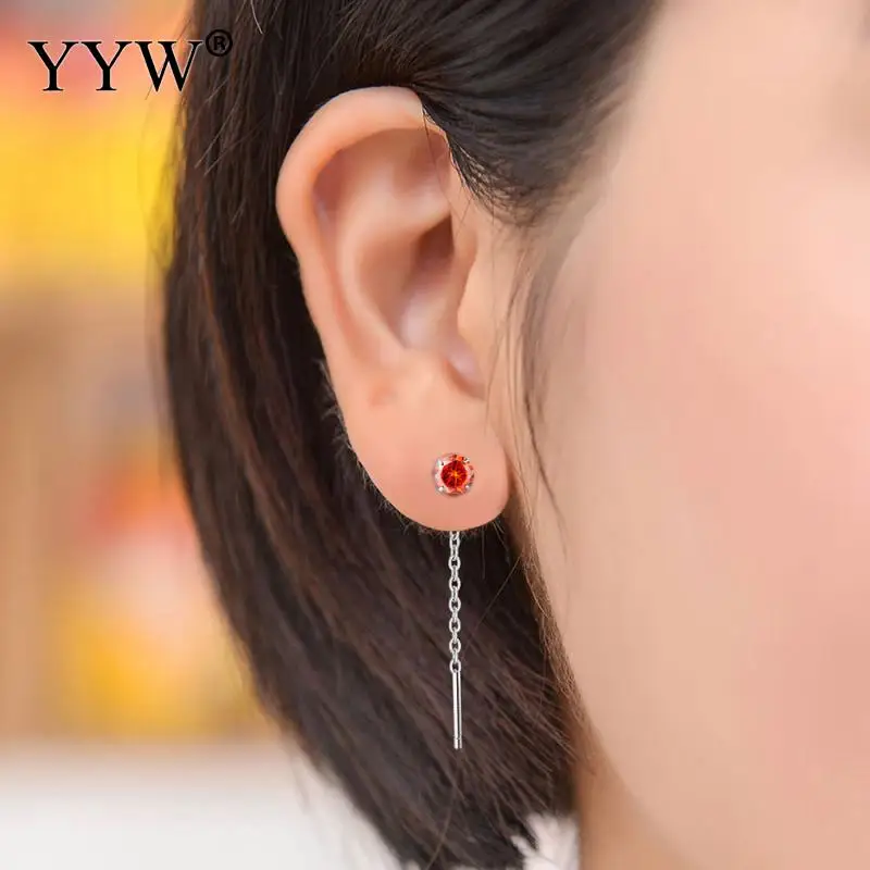 Luxury 925 Sterling Silver Thread Through Women Drop Earrings European Style Ladies Exquisite Hanging Dangle Brinco | Украшения и