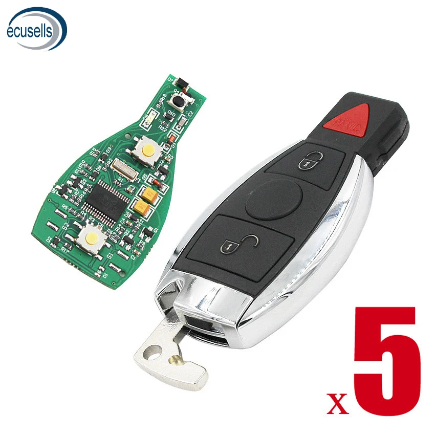 5 шт. * 3/2 + 1 Кнопка Smart Remote Key 2 кнопка с BGA Style NEC Chip 315/433MHZ для Benz A E S G CLK SLK ML Class 2000 |