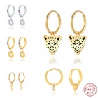 Серьги женские из серебра 925 пробы, с черной пантерой, Huggies