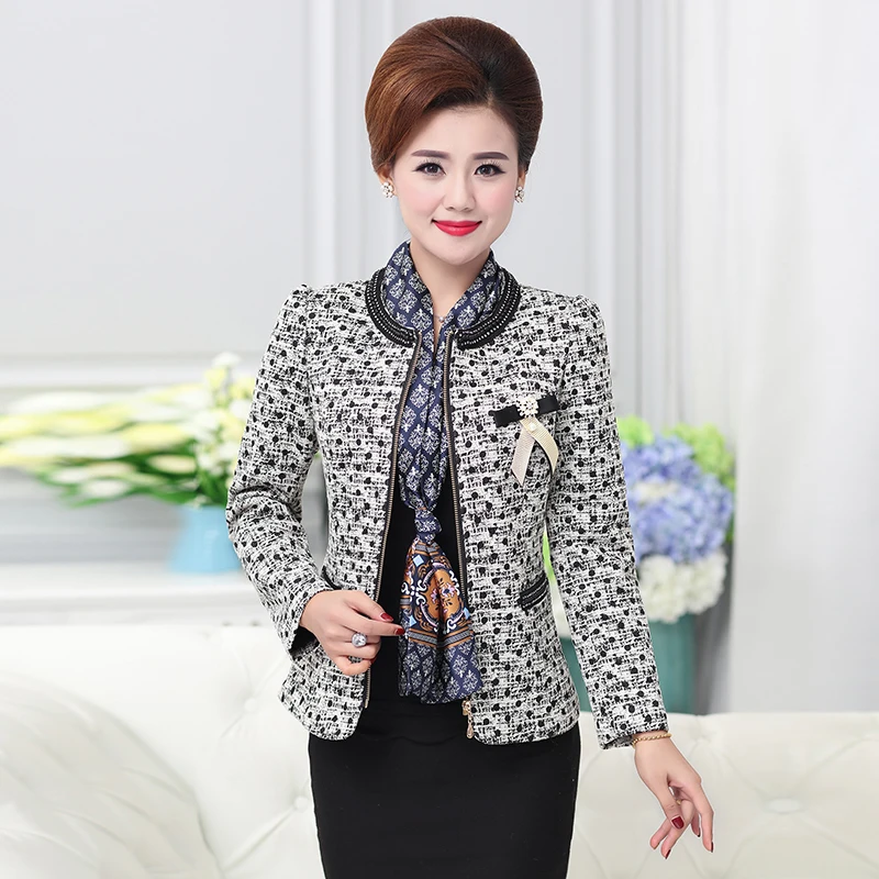 

Women zipper Single Breasted Fitted Office Lady Elegant Work Blazer plus size Autumn coat suits top short jacket