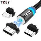 Магнитный кабель Micro USB TKEY для iPhone, Samsung, iPhone, быстрая зарядка, магнитное зарядное устройство, кабель USB Type-C, мобильный телефон, провод