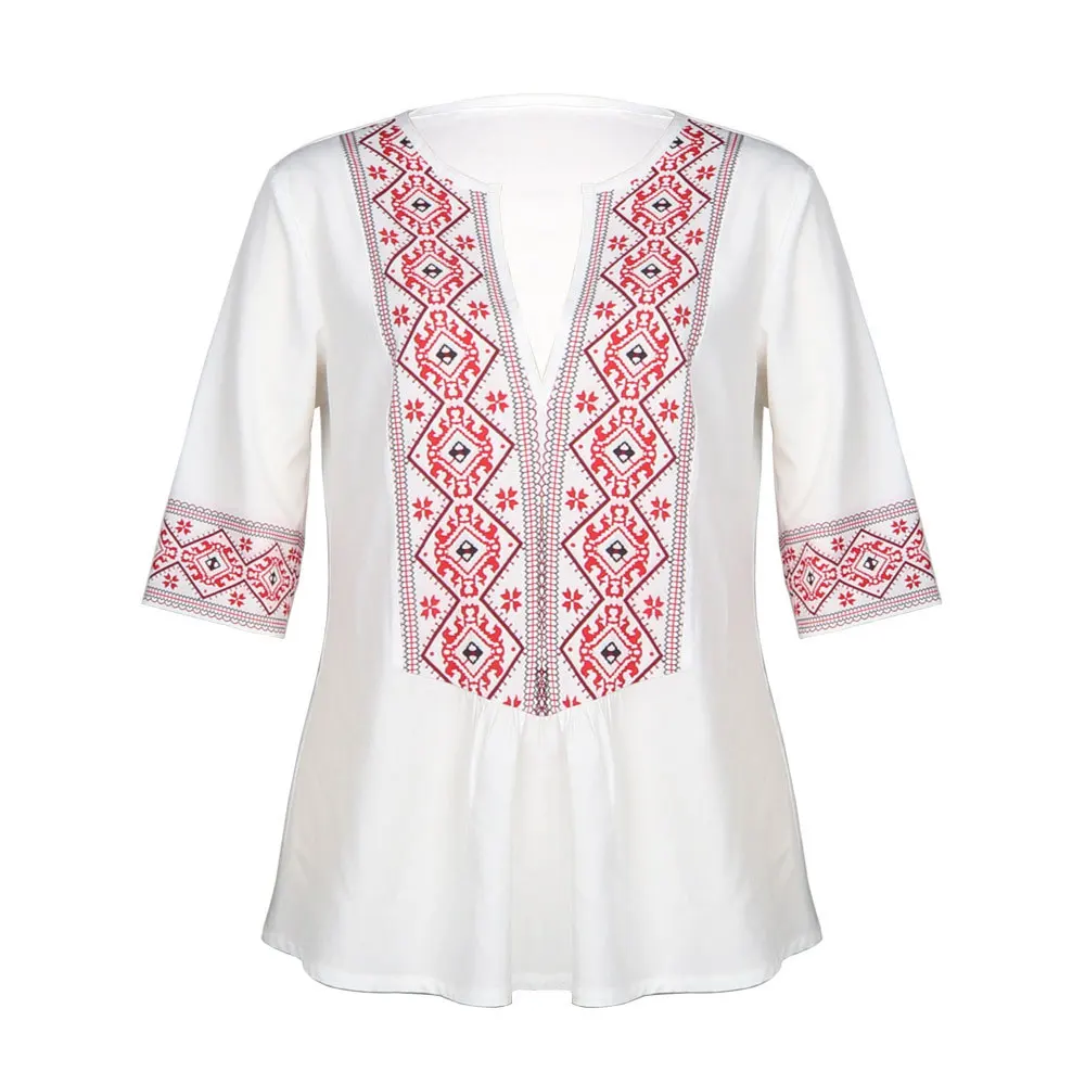 Женская Свободная блузка Jocoo Jolee в стиле бохо с рукавом до локтя и V-образным