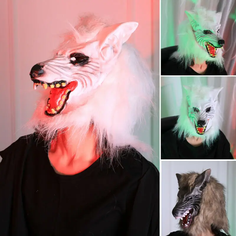 Латексная страшная Хэллоуин вечерние маски животных волка для наращивания на