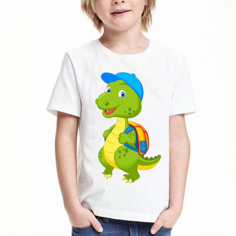 Camiseta de moda de verano para ni&ntilde;as, ropa de dinosaurio para ni&ntilde;os, camisetas con gr&aacute;fico de animales bonitos, ropa para ni&ntilde;os-0