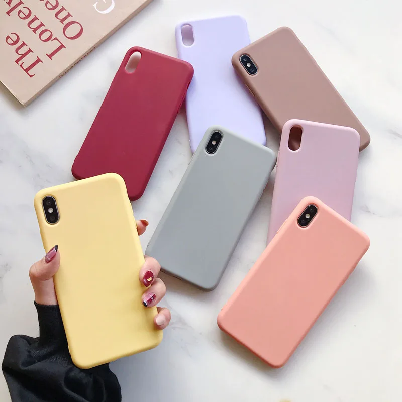 

Soft Silicone Case For iPhone 11 Pro XS Max XR X 10 8 7 6 6S Plus 7Plus 8Plus 6Plus Fashion Candy color Couples Cover