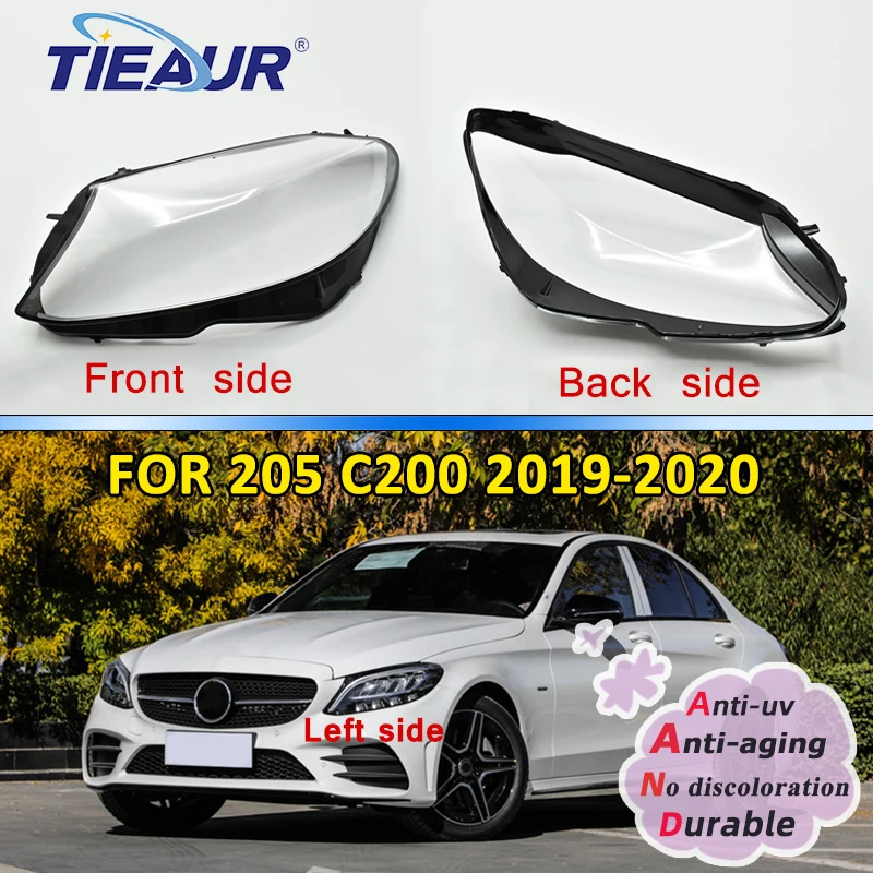 Car Headlight Lenses Cover for w205 Transparent Glass Clear Auto Shell 2019 2020 Replacement Front Lampshade