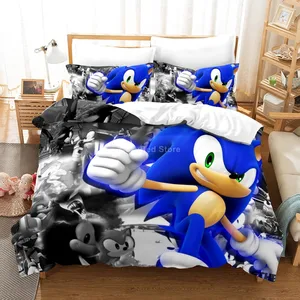 kids hedgehog bedding set cartoon game figure duvet cover sets comforter bed linen twin queen king single size dropshipping gift free global shipping