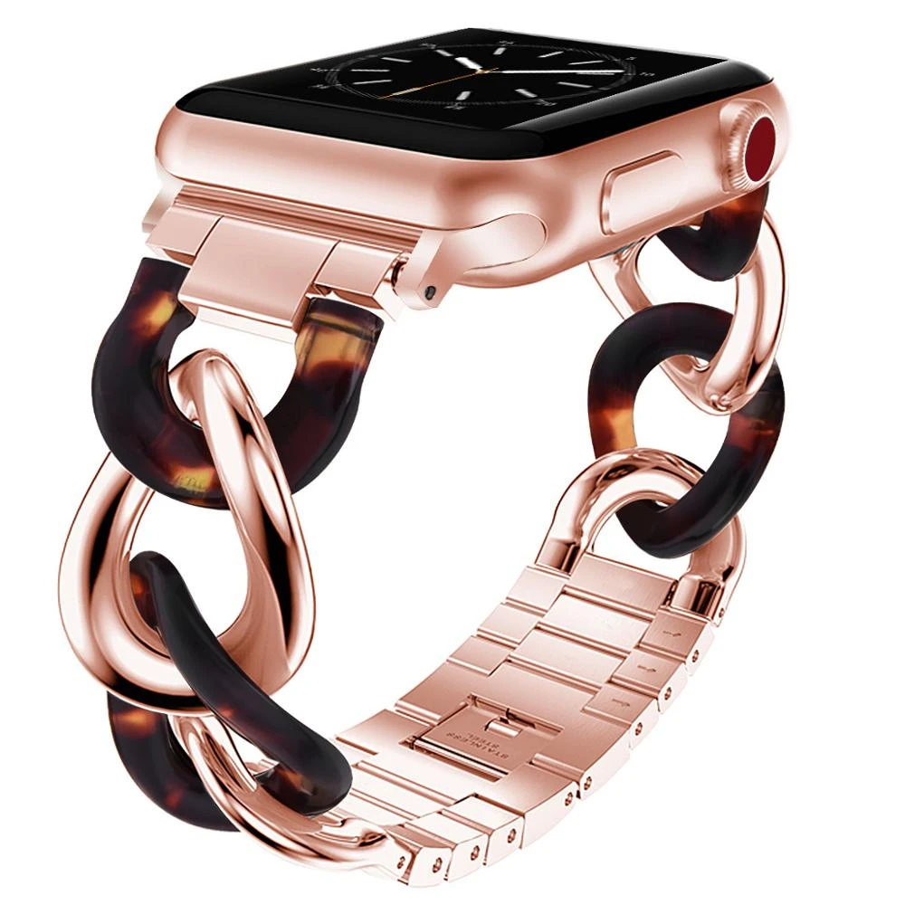 

For Apple Watch Band 44 40mm Series 5 4 Bracelet for Iwatch Bands 3 42 38mm Stainless Steel Resin Correa Women Metal Watchbands