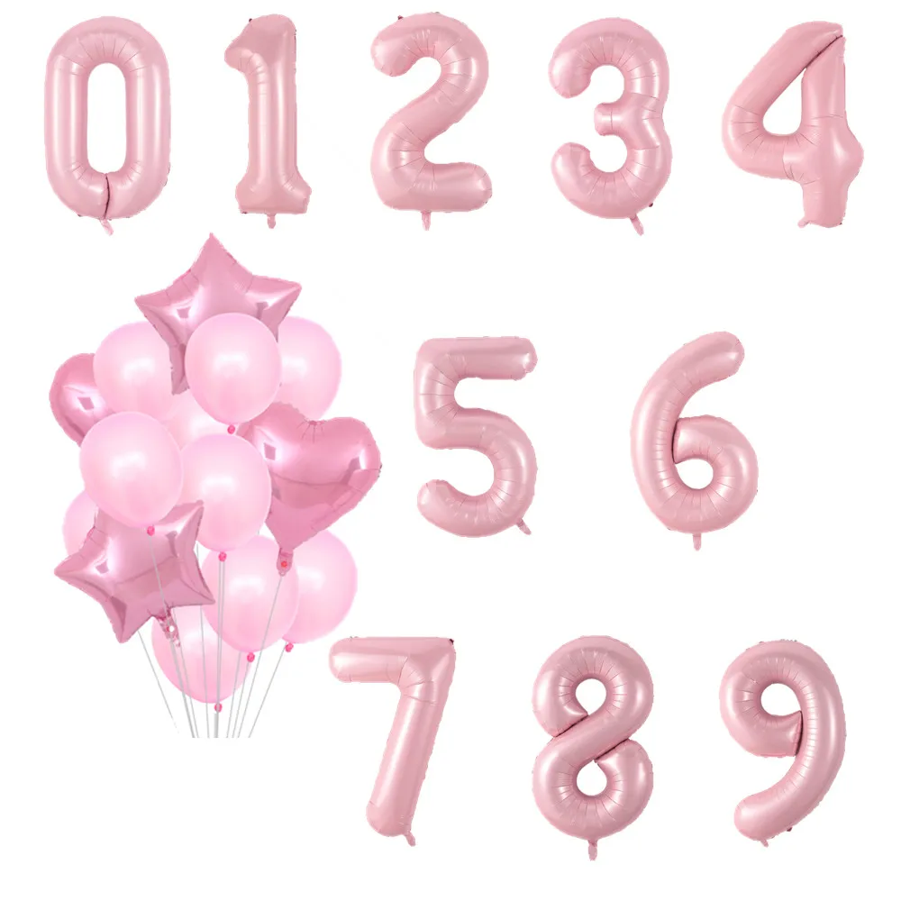 

40 inch Foil Pink Number Balloons 0 1 2 3 4 5 6 7 8 9 Air Inflatable Ballon 18 Happy Birthday Party Wedding Decoration Supplies
