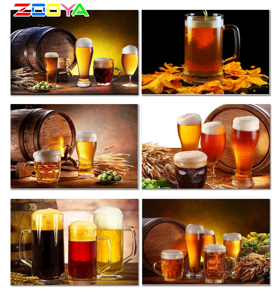 Алмазная вышивка 5D сделай сам живопись стразами с изображением пива в форме