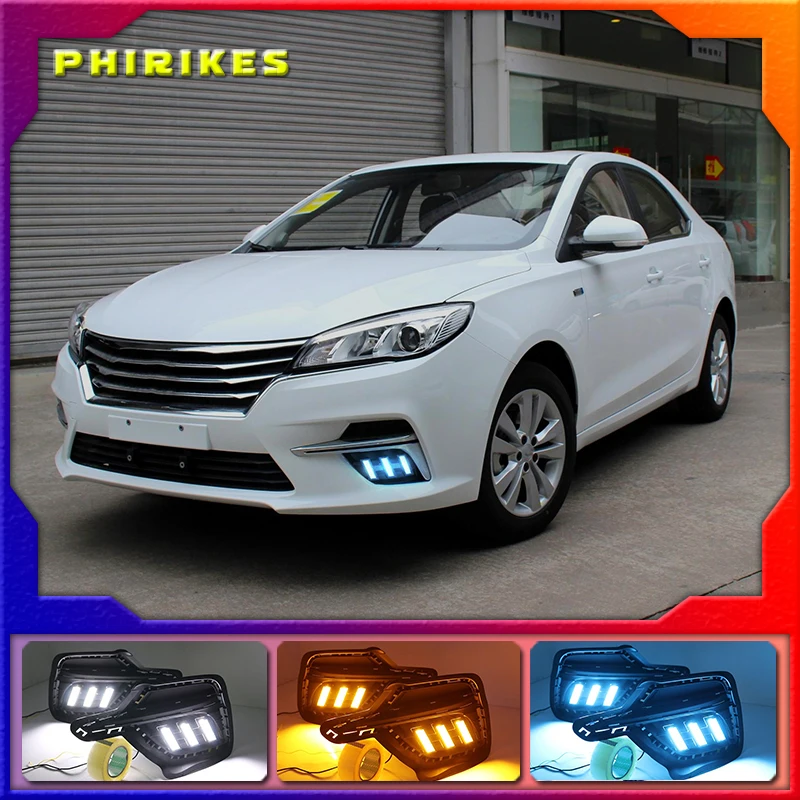 

Для Roewe 360 Plus 2018 светодиодсветодиодный дневные ходовые огни DRL Противотуманные фары с желтым указателем поворота