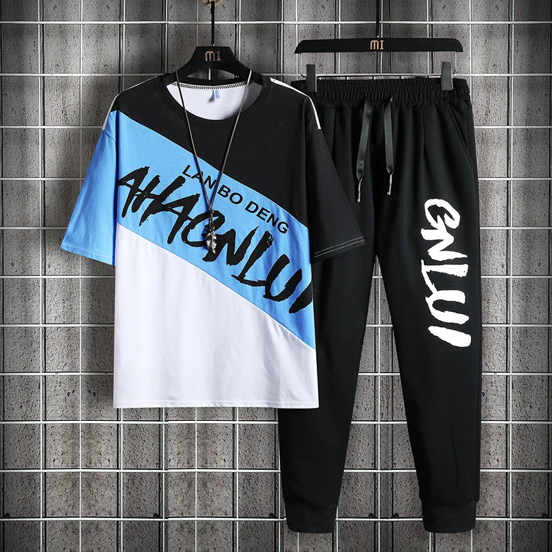 Мужской спортивный костюм комплект из двух предметов футболка с коротким