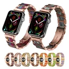 Ремешок из нержавеющей стали и полимера для Apple Watch 40 44 38 42 мм, цветной браслет для iWatch Series 5 4 3 2 1