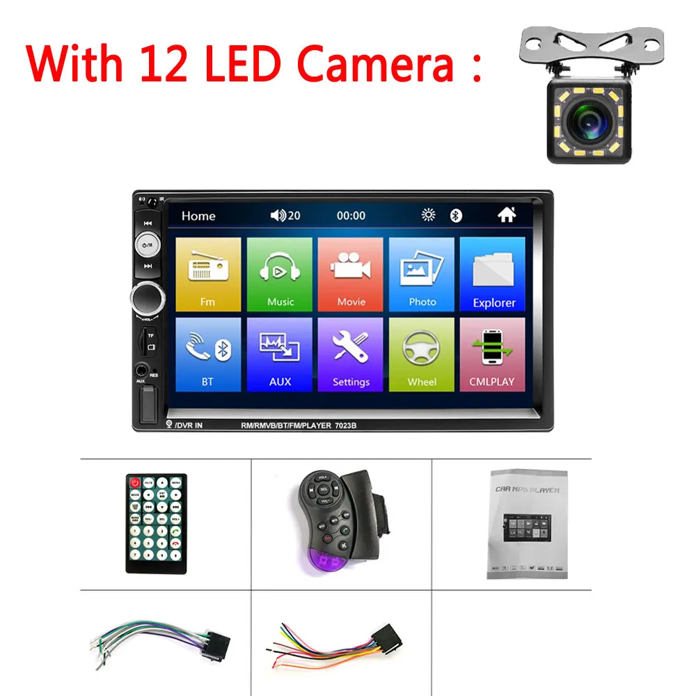 With 12LED Camera LeeKooLuu 2 Din автомагнитола " Универсальный Автомагнитола автомобильный мультимедийный плеер для Nissan Qashqai X-trail Juke(178*102 мм) стерео - Цвет: With 12LED Camera