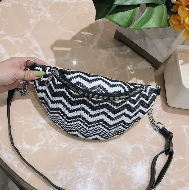 

Забавная Повседневная поясная сумка для женщин, модная нагрудная сумочка на молнии с регулируемым ремешком, сумка через плечо с волнистым у...