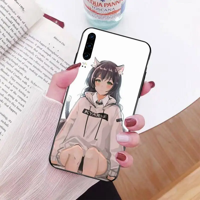 Мягкий чехол для телефона PENHUWAN kawaii Girl Cat Black TPU Huawei P30 P20 Mate 20 Pro Lite Smart Y9 prime