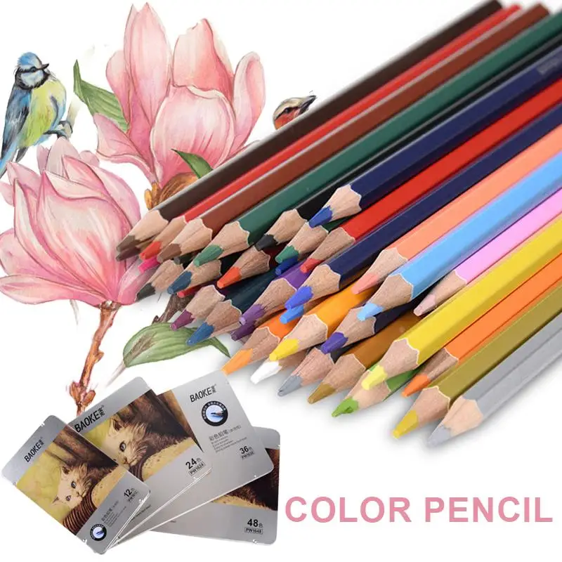 

Colour Pen Professional Durable 12/24/36/48 Colors Basswood Painting Children Art Pencil Kids Sketching Colored Pencils