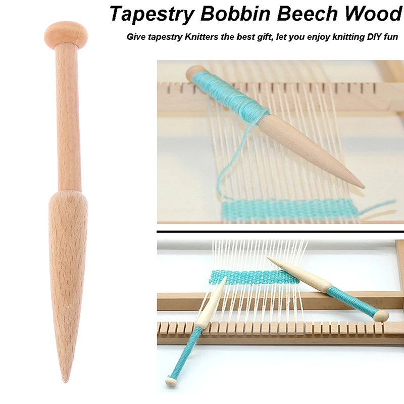 1PC DIY Weaving Tool Wood Woven Sweater Scarf Tapestry Bobbin Stick Single Head Solid Crochet Hook Loom Tools | Дом и сад