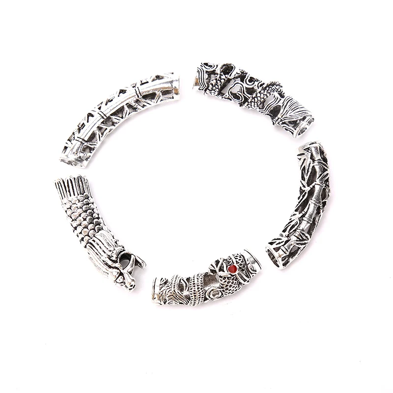

1pc Tibetan Silver Dragon Hair Braid Bead Braiding Dreadlock Tube Beads Ring Cilp Cuff For Braiding Hair Extension