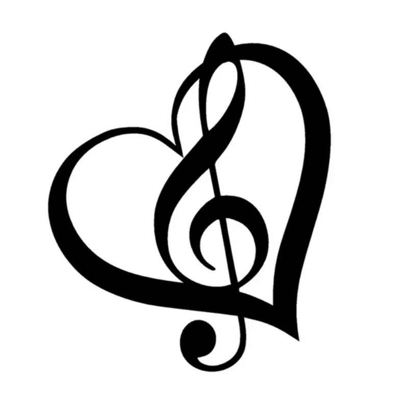

Виниловая наклейка в виде скрипичного ключа в виде сердца, автомобильная Наклейка на окно для стенок бампера с музыкой