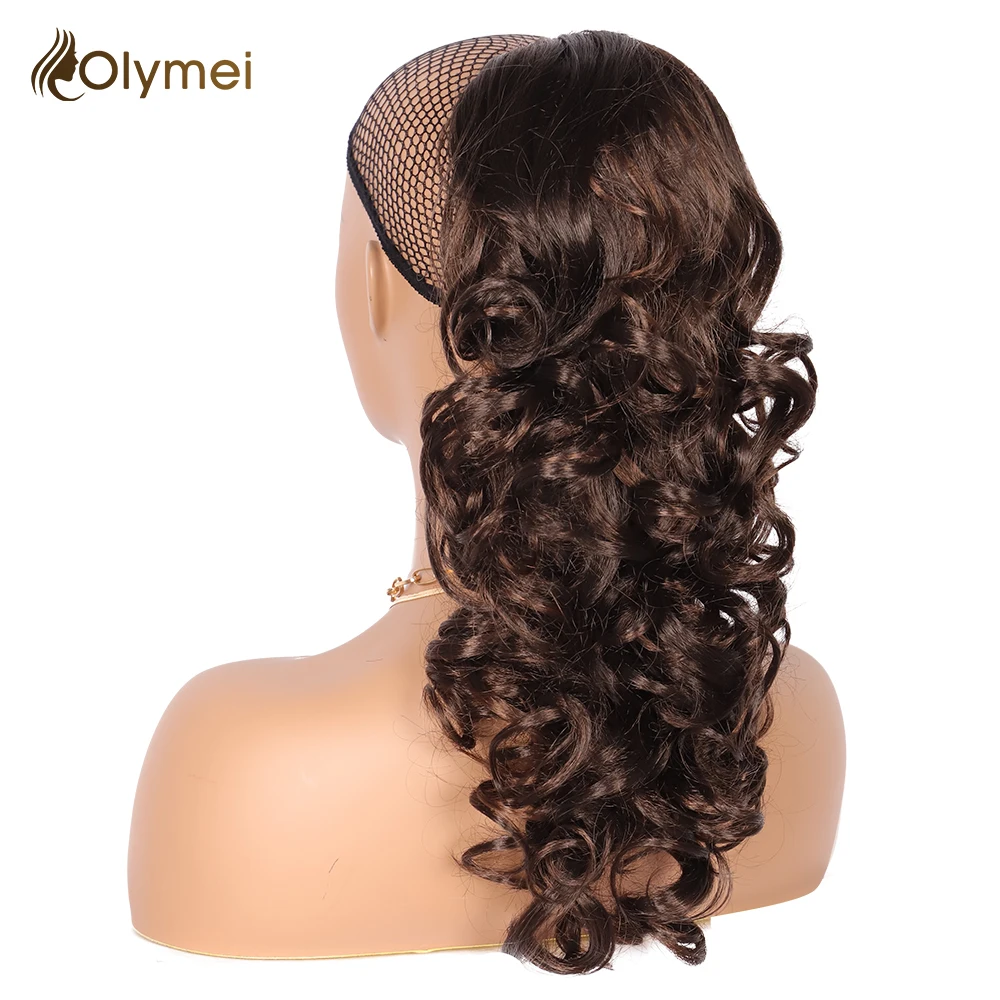 

Olymei 14 Inches Synthetic Hair Extensions Hair Pony Tail Bouncy Curly Drawstring Ponytail Clip Natural Hair Hairpiece for Women