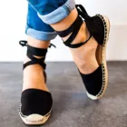 2021 женская обувь женские эспадрильи на плоской подошве со шнуровкой летние сандалии на массивной подошве для отдыха туфли с ремешками черные Хаки