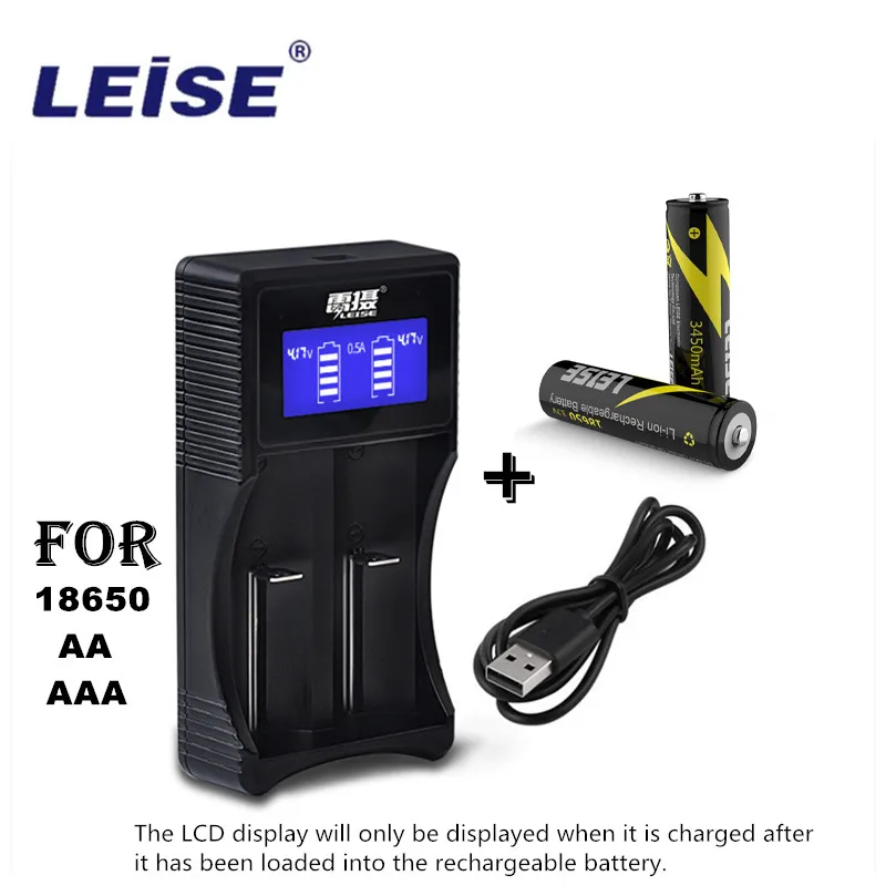 Leise 18650 зарядное устройство 3450mah 3 7 V 2 шт перезаряжаемые литиевые батареи с